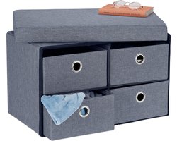 zitbank met opbergruimte - 4 lades - tot 200 kg - halbank - slaapkamer - grijs