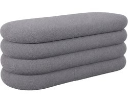 Zitbank met opbergruimte - 42x110x45 cm - teddy - grijs