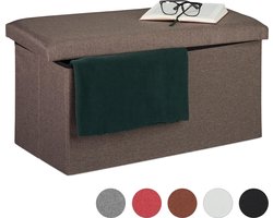 zitbank met opbergruimte - 84 l - stof - zacht - 38x76,5x38,5 cm - hocker - grijsbruin