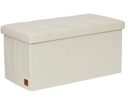 Zitbank met Opbergruimte - Beige - Comfortabel en Versterkt met Hout - 76 x 38 x 38 cm