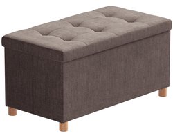 Zitbank met opbergruimte - bruine opvouwbare kist - 1 stuk - 76 x 38 x 38 cm