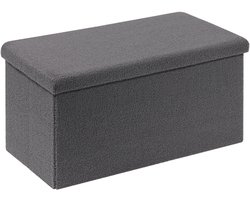 Zitbank met Opbergruimte en Fluwelen Afwerking - Opvouwbare Kist en Voetenbank in Grijs 80 x 40 x 40 cm