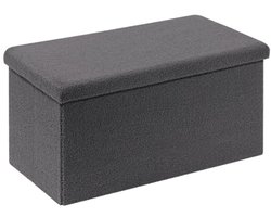 Zitbank met Opbergruimte en Opvouwbare Functie - Fluwelen Voetenbank en Kist - Grijs 80 x 40 x 40 cm