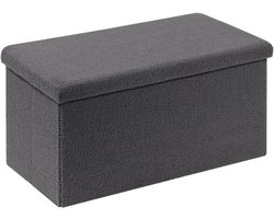 Zitbank met Opbergruimte en Opvouwbare Functie - Fluwelen Voetenbank en Kist - Grijs 80 x 40 x 40 cm