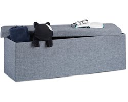 Zitbank met opbergruimte - linnen - 140 l - halbank - donkergrijs