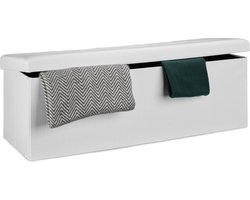 Zitbank met opbergruimte - linnen - 140 l - halbank - wit