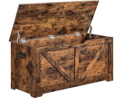 Zitbank met Opbergruimte - Opbergkist, Speelgoedkist en Schoenenbank in Landelijke Stijl - Vintage Bruin