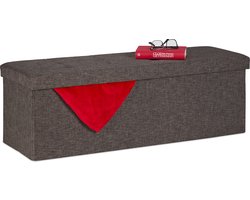 zitbank met opbergruimte - opvouwbaar - 3 vakken - 130 l - slaapkamer - halbank - bruin