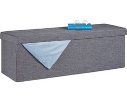 zitbank met opbergruimte - opvouwbaar - 3 vakken - 130 l - slaapkamer - halbank - donkergrijs