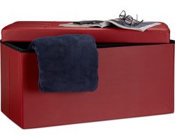 zitbank met opbergruimte - opvouwbaar - 85 l - tot 300 kg - met deksel - halbank - donkerrood