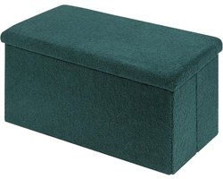 Zitbank met opbergruimte - opvouwbaar - fluwelen - voetenbank - kist - opbergdoos - deksel - groen - 80 x 40 x 40 cm