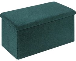 Zitbank met opbergruimte, opvouwbare zitbank, fluwelen voetenbank, kist, opbergdoos met deksel, groen, 80 x 40 x 40 cm