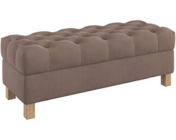 Zitbank met Opbergruimte - Voetenbankje Deken Kist - Woonkamer Inrichting - Diep Geknoopt Blad - 120 cm breed - Bruin