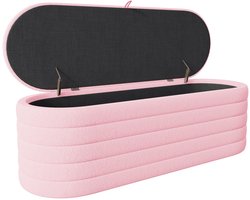Zitbank opbergpoef teddyfleece bank slaapkamermeubel Roze