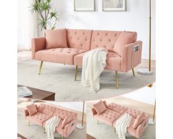 Zitbank - Roze - Velvet - Zachte Zit - 3-Posities Rugleuning