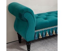 Zitbank – Sofa – Bank – Bedbank – Halbank – Vintage Design – Massief Houten Frame – Fluwelen Polyester Bekleding – Groen – 117 x 40 x 58 cm – Max. Belastbaarheid 150 kg