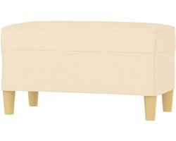 Zitbank Stof - Halbank Voetenbank - Extra Zitplaats - Dikke Schuimvulling - 70 x 35 x 41 cm - Crème