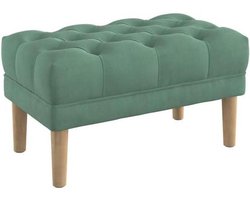 Zitbankje Gestoffeerd - Voetenbankje Halbank - Comfortabel Zitten - Diep Geknoopt Blad - 80 cm Breed - Groen