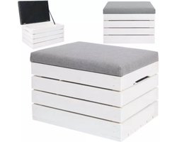 Zitbankje met opslagklep - Hockers - Opslagmeubel - Hout en stof - Modern / Vintage
