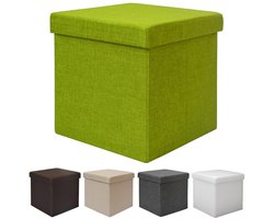 Zitblok opvouwbaar 38x38cm Zitbankje gestoffeerde kruk 42l opbergruimte Ottomaans groen