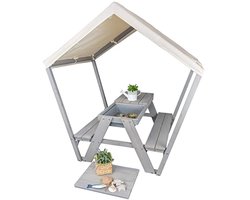 Zitgroep Pellworm - Grijze houten kinderzitgroep met dak en schommels