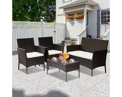 Zitgroep tuin rotan meubelen tuinset kussens polyrattan patio tuinmeubelen zwart