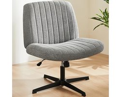 Zithoekstoel zonder Armleuningen - Verstelbare Fabric Stoel - 360° Draaistoel voor Thuis en Kantoor