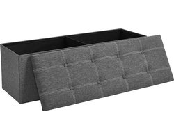 Zitkist - Ottomaanse Bank - Opbergbank - MDF-constructie - Imitatielinnen hoes - 110 cm x 38 cm x 38 cm