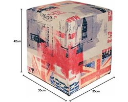 Zitkruk GB Vlag - Voetenbankje Krukje - Extra Zitplek - Bedrukte Vlag Design - 35x35x42 cm - Multicolor