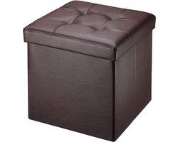 Zitkruk opvouwbare zitbank art matig lege opbergdoos met opbergruimte, bruin, 38 x 38 x 38 cm