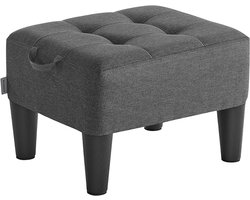 Zitkruk van imitatie­linnen – Comfortabele voetenbank met dikke bekleding, tot 150 kg belastbaar, leigrijs-inktzwart (LOM502G01)