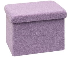 Zitkubus met opbergruimte, opvouwbaar, met deksel, van fluweel, 42 x 32 x 32 cm, violet