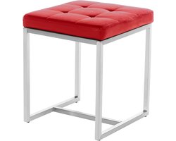 Zitkubus - Poef Hocker - Extra zitplaats - Verrijdbaar en koppelbaar - 40x40x48 cm - Rood