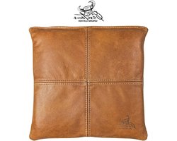- Zitkussen 40 x 40cm Cognac/Vintage handgemaakt van leer - lederen kussen voor bank stoelkussen voor bank - Made in Germany