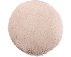 Zitkussen Rond - Vloerkleed - Decoratie - Kunstbont - 38 cm Diameter - Taupe Beige