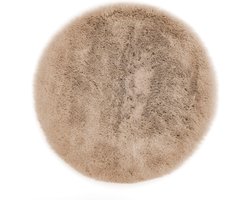 Zitkussen van kunstbont voor woonkamer en decoratie, 40 x 40 cm, rond, taupe, set van 4