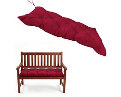 Zitkussen voor Binnen en Buiten, 120 x 50 x 10 cm, Tuinbank Kussen, Lang Zitkussen, Comfortabel en Weerbestendig (Rood)