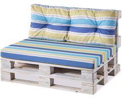 Zitkussen voor Palletmeubels 120x80 cm, Glad, Geel-Blauw, Comfortabele Tuinaccessoires en Buitenmeubilair