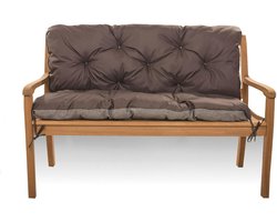 Zitkussen voor schommelbank, zitbank met rugleuning, tuinschommel, kussen, bankkussen, voor buiten, 160 x 60 x 50 cm, bruin