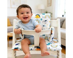 Zitkussen voor Tripp Trapp Stokke Kinderstoel, 2 Bevestigingsmethoden, Afneembaar en Wasbaar, Dinosaurus Design