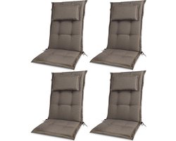 Zitkussen voor Tuinstoel Hoge Rug in Taupe - Set van 4 Kussens voor Tuinmeubelen - 120x52cm - 7 cm Dik - Made in EU