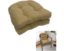 Zitkussens U-vorm - Rotan Kussens Stoel - Buiten Zitten - Waterdicht Ademend - 48x48x12.7cm - Groen