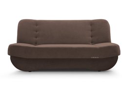 Zitsbank met slaapfunctie en opbergruimter, een bank voor de woonkamer, 192x87x90 cm - Slaapbank PAFOS - Bruin (Soro 28)