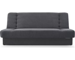 Zitsbank met slaapfunctie en opbergruimter, een bank voor de woonkamer, een slaapbank 192x92x85 cm - CYPRUS - Donker Grijs (Soro 96)