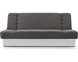 Zitsbank met slaapfunctie en opbergruimter, een bank voor de woonkamer, een slaapbank 192x92x85 cm - CYPRUS - Donker Grijs + Wit (Soro 96 + Soft 17)