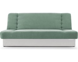 Zitsbank met slaapfunctie en opbergruimter, een bank voor de woonkamer, een slaapbank 192x92x85 cm - CYPRUS - Munt + Wit (Soro 34 + Soft 17)