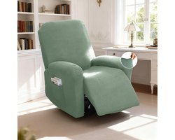 Zitstoel Bescherming, Stretch Hoes voor Relaxfauteuil, Jacquard Striped Stoelhoes met Opbergvakken voor Televisiezitplaats en Zonnebed