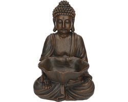 Zittend Boeddha beeld zwart 30 cm - Woondecoratie/woonaccessoires - Decoratiebeelden - Boeddhabeelden voor in huis