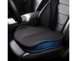 Zitverhoger voor volwassenen, wigvormig zitkussen van traagschuim, effectief 3,94 inch toevoegend, accessoire voor lange afstanden in de auto (zwart)