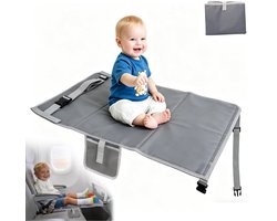 Zitverlenging voor kinderen, 76 x 44,5 cm, voetensteun, vliegtuig, opvouwbare voetensteun voor vliegreizen, draagbare ademende slaapmat voor peuters (grijs)